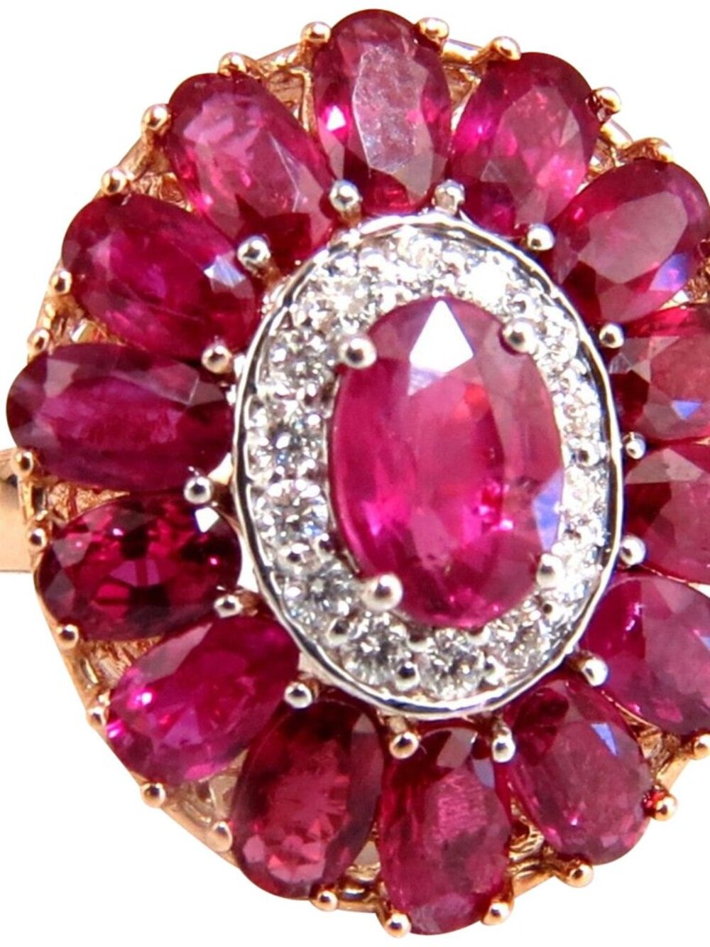 AIGS Certified 4.70ct Natural Ruby Diamonds cluster ring Ballerina No Heat*